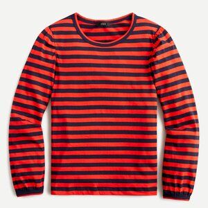 J.Crew Broken-in Jersey Puff-Sleeve T-shirt in Anne Stripe - Size Large